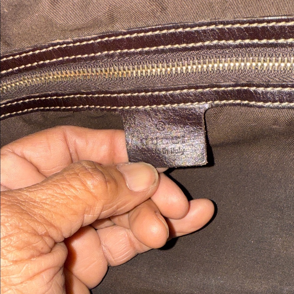 Gucci Brown Leather Duffel Bag with Green and Red Accents - Picture 12 of 16